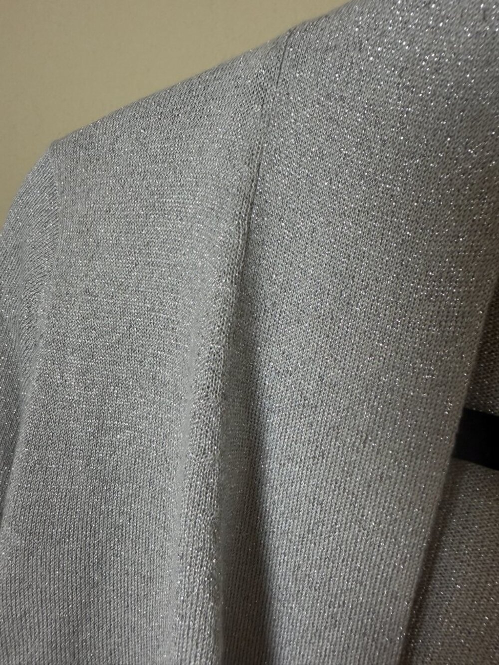 Calvin Klein 3/4 Sleeve Glitter Shrug Cardigan Sparkly Silver Size Small - Picture 3 of 7